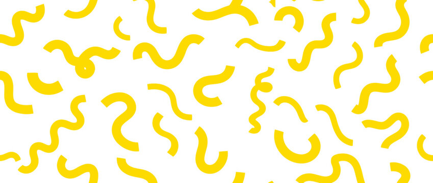Abstract Yellow Swirls on White Seamless Pattern Background
