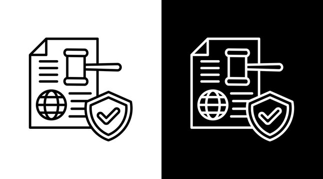 International Law Outline White Icon Set Design