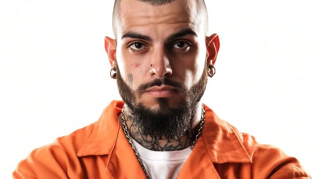 Prisoner inmate serious face portrait