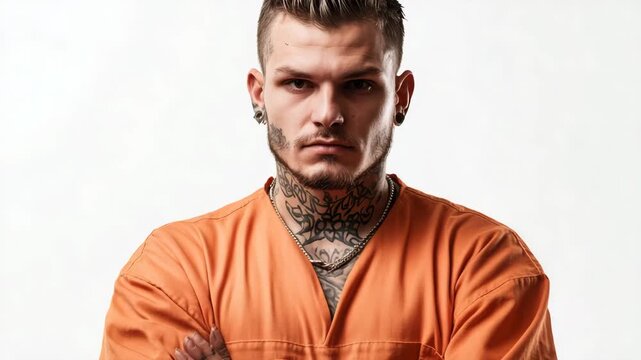 Prisoner inmate serious face portrait