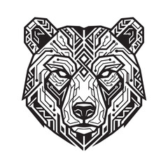 Fototapeta premium Geometric Bear Head with Circuit Board Pattern Tech Tribal Mascot Vector Illustration Art