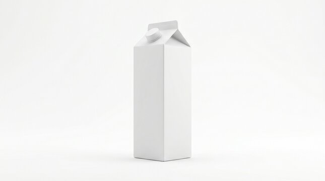 Blank White Rectangular Milk Carton Mockup for Customizable Packaging Design Branding Isolated on Plain Background