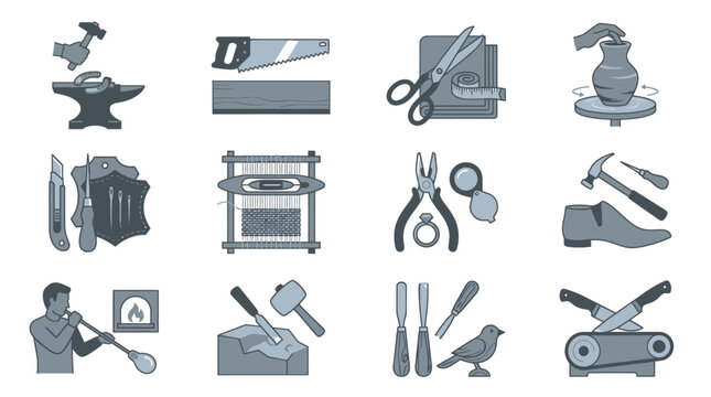 Blacksmith tools and equipment collection.