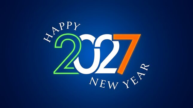 Modern Happy New Year 2027 Banner Design with Colorful Numbers