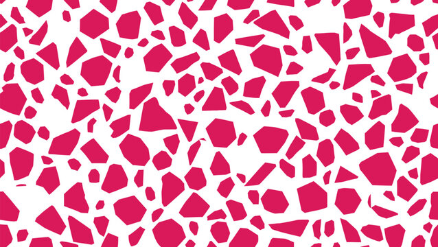 Seamless Abstract Pink Terrazzo Pattern with Irregular Geometric Fragments on White Background. Abstack vektor EPS illustration.
