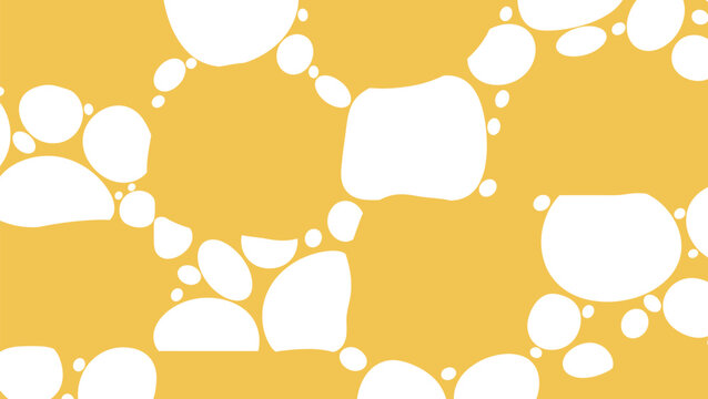 Seamless Abstract Pattern with Organic White Rounded Shapes and Bubbles on Bright Yellow Background. Abstack vektor EPS illustration.