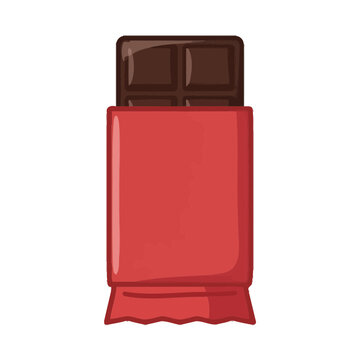 Flat illustration of chocolate bar in red wrapper