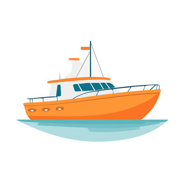 Orange fishing boat vector illustration