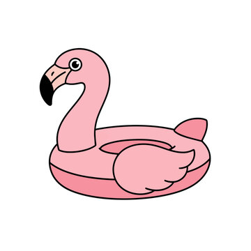 Pink Flamingo Pool Float Vector Illustration