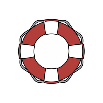 Red and white lifebuoy vector illustration