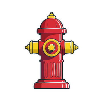 Red and Yellow Fire Hydrant Vector Illustration