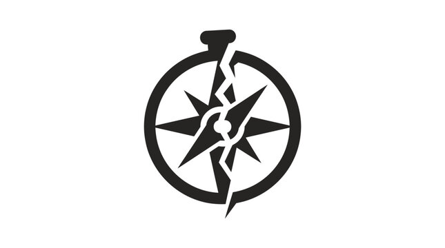 A broken compass with a snake twisting through it.