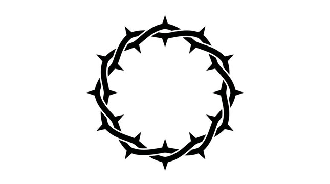 A black crown of thorns on white.