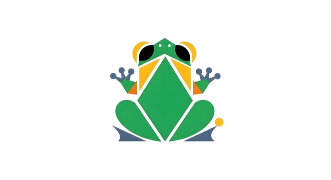 Abstract geometric frog logo design with vibrant colors