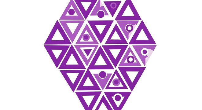Geometric abstract purple triangle pattern with circular accents