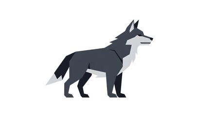 Fototapeta premium Geometric illustration of a standing wolf on a white background