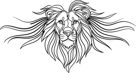 Lion Head Tattoo Design - Minimalist Line Art Tattoo © hani