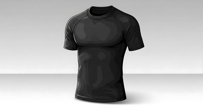 Black athletic compression shirt mockup for sportswear design