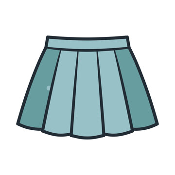 Teal Pleated Skirt Vector Illustration