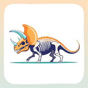 Triceratops Dinosaur Skeleton Vector Illustration