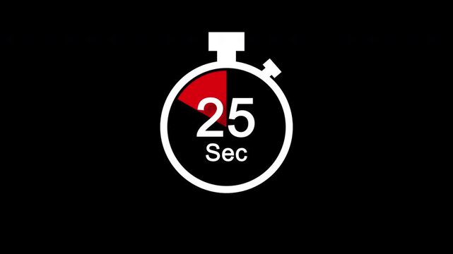 Animated Red 30 Second Circular Countdown Timer with Stopwatch Icon.