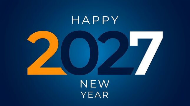 Happy New Year 2027 Typography Banner Design on Blue Gradient Background