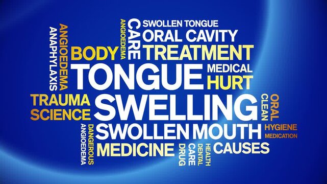 Tongue Swelling animated word cloud-text design animation tag kinetic typography seamless loop.