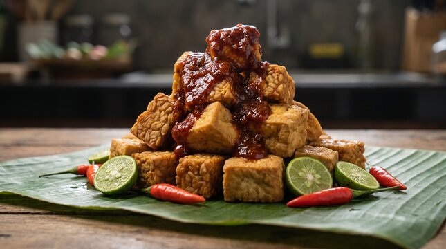 Tempeh and tofu mountain sambal