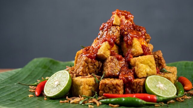 Tempeh and tofu mountain sambal
