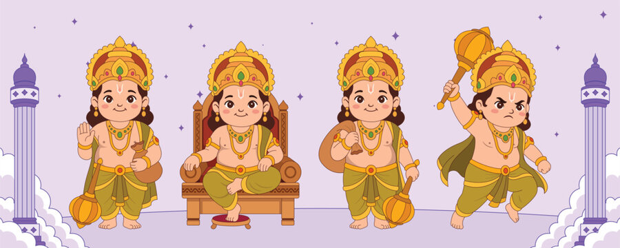 Kubera Character Collection Hindu God Illustration