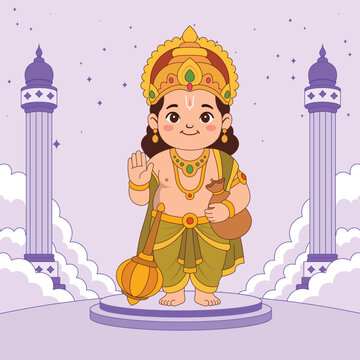 Kubera Blessing Pose Hindu God Illustration