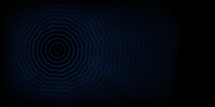 Dark blue abstract background with futuristic hexagon tunnel pattern
