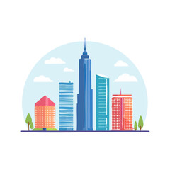 Fototapeta premium Flat vector illustration of a modern city skyline