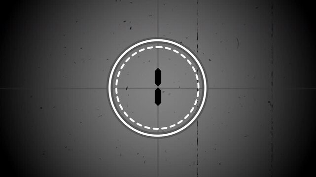 Vintage film countdown 5 to 0 animation, perfect for cinema projects. Adds retro flair to video intros, movie trailers, and filminspired content.