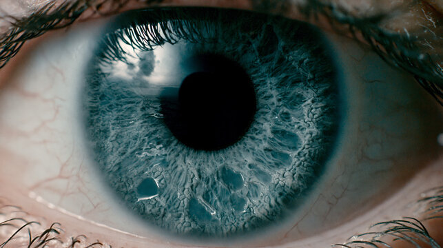 Close-up Detailed View of Human Iris and Eye Structure