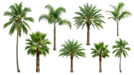 Fototapeta premium Palm trees set isolated on white background