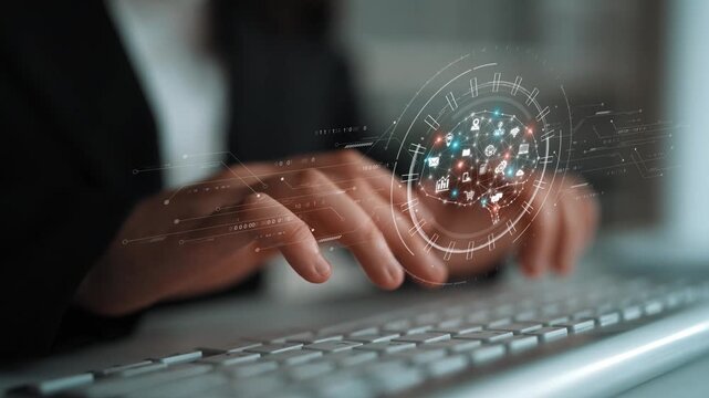 AI artificial intelligence with digital brain and connected data circuit. AI core processes data, AI core drives intelligence, enables connection, and AI core powers smart digital systems. Marrow