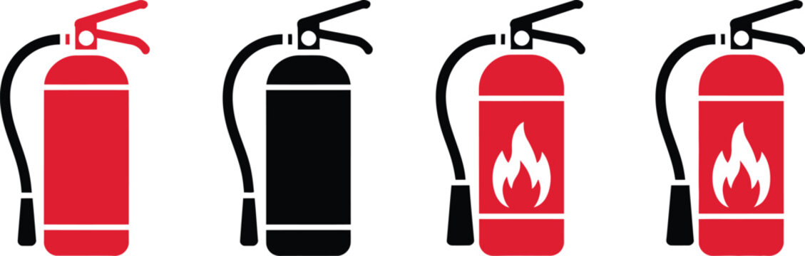 Fire Extinguisher vector icon featuring firefighter safety emergency equipment fire protection and prevention concepts for manuals vector