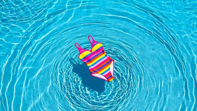Colorful swimsuit floating in pool