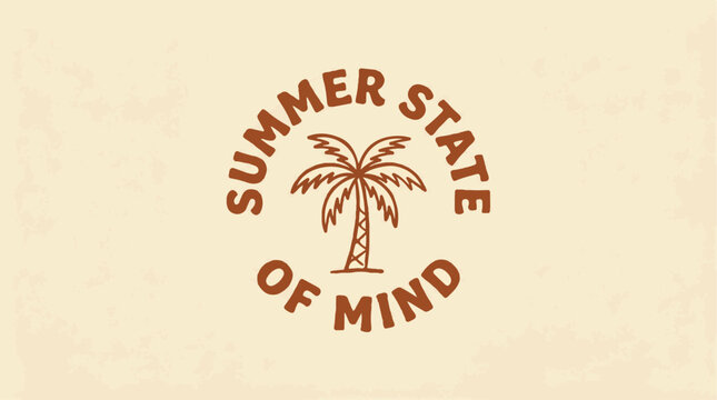 Vintage palm tree logo with Summer State of Mind text