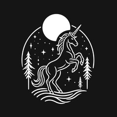 Fototapeta premium Unicorn standing on wavy ground.
