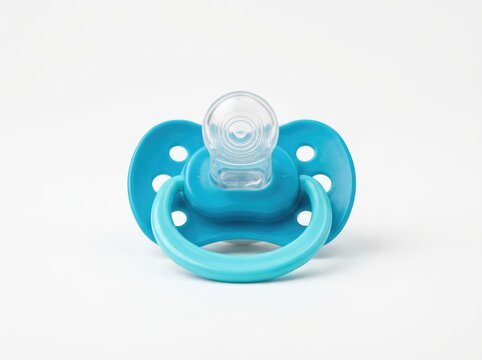 A blue pacifier isolated on a white background