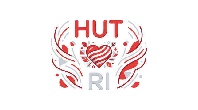 Indonesian Independence Day HUT RI Graphic Design with Red and White Heart 1. EPS Editable. Vector Illustrations.