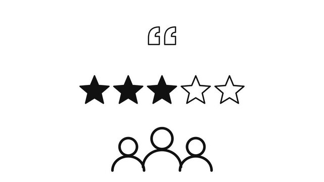 Five star customer rating animation with user feedback and review stars customer satisfaction
