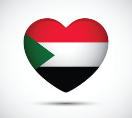 Fototapeta premium Heart-Shaped Design Featuring the National Flag of Sudan with Vibrant Colors