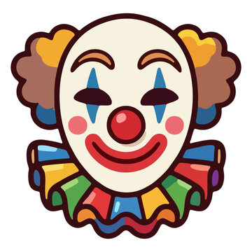 Cute Friendly Clown Face with Colorful Ruffle Collar