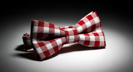 Obraz premium Red and white checkered bow tie.