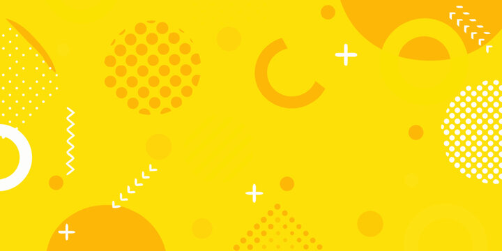 Yellow abstract pattern with circles dots and wavy lines