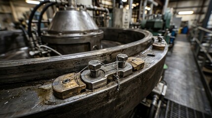 Fototapeta premium Industrial Manufacturing Machinery in a Factory Setting.