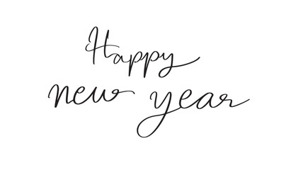 Fototapeta premium Happy new year text font calligraphy hand written lettering script black color object icon happy new year merry christmas xmas winter season december month event festival party happy new year xmas